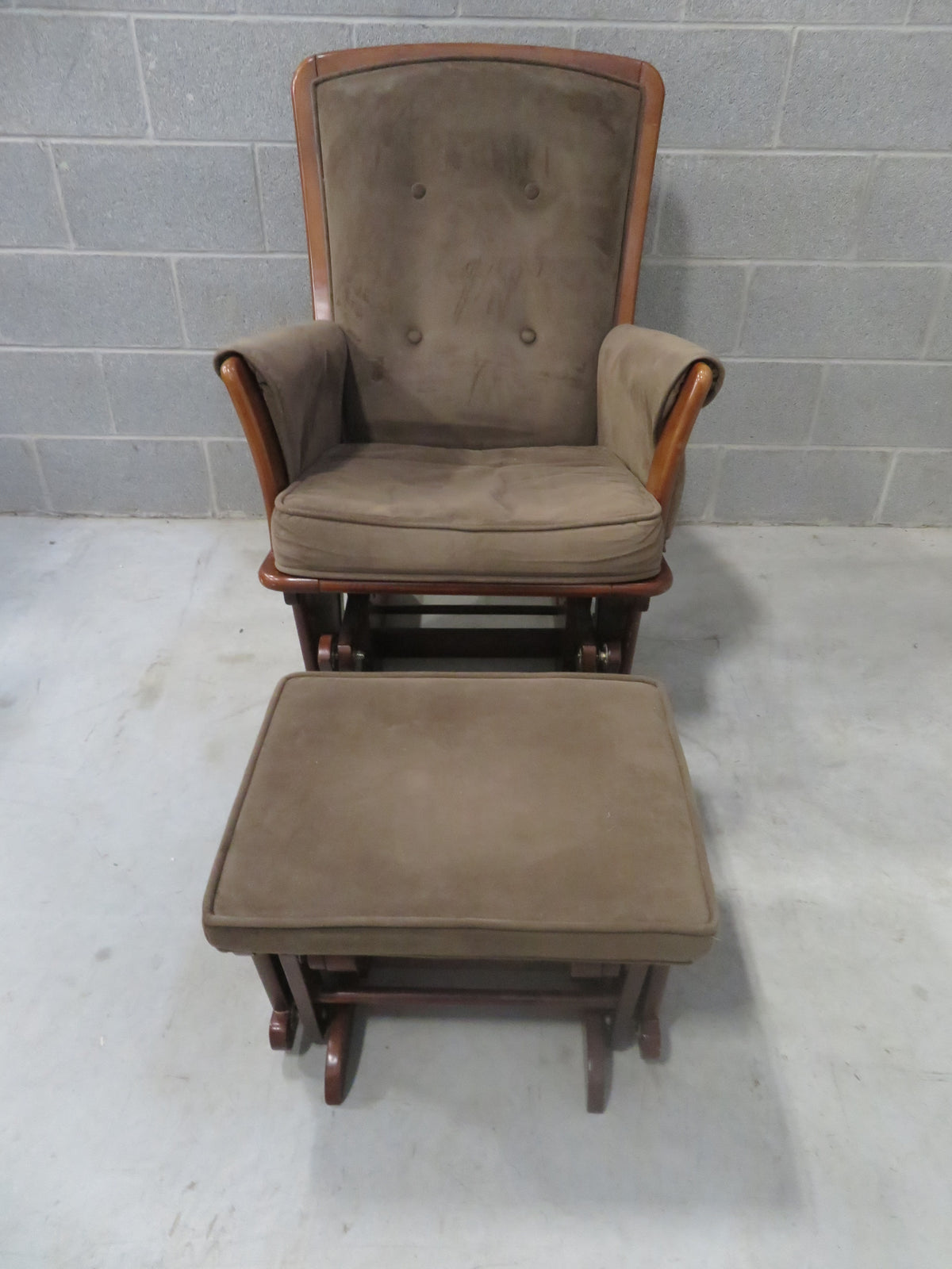 Rocking Chair and Ottoman in Brown Velour