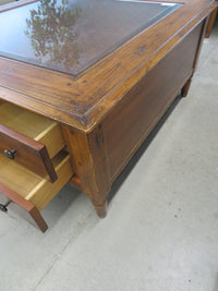 Square Wood and Glass Coffee Table with Four Drawers