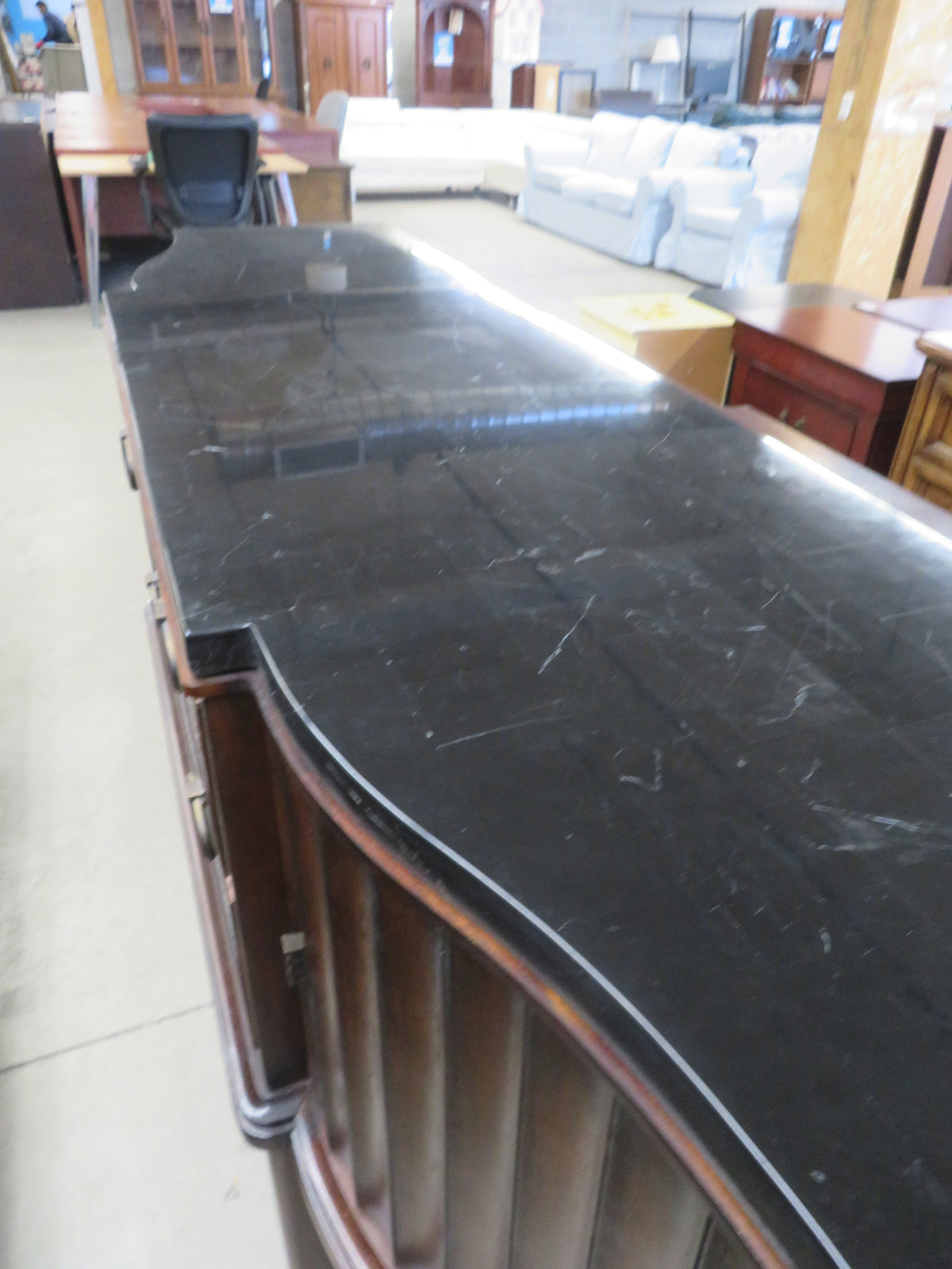 Solid Wood Side Board in Black Marble Top