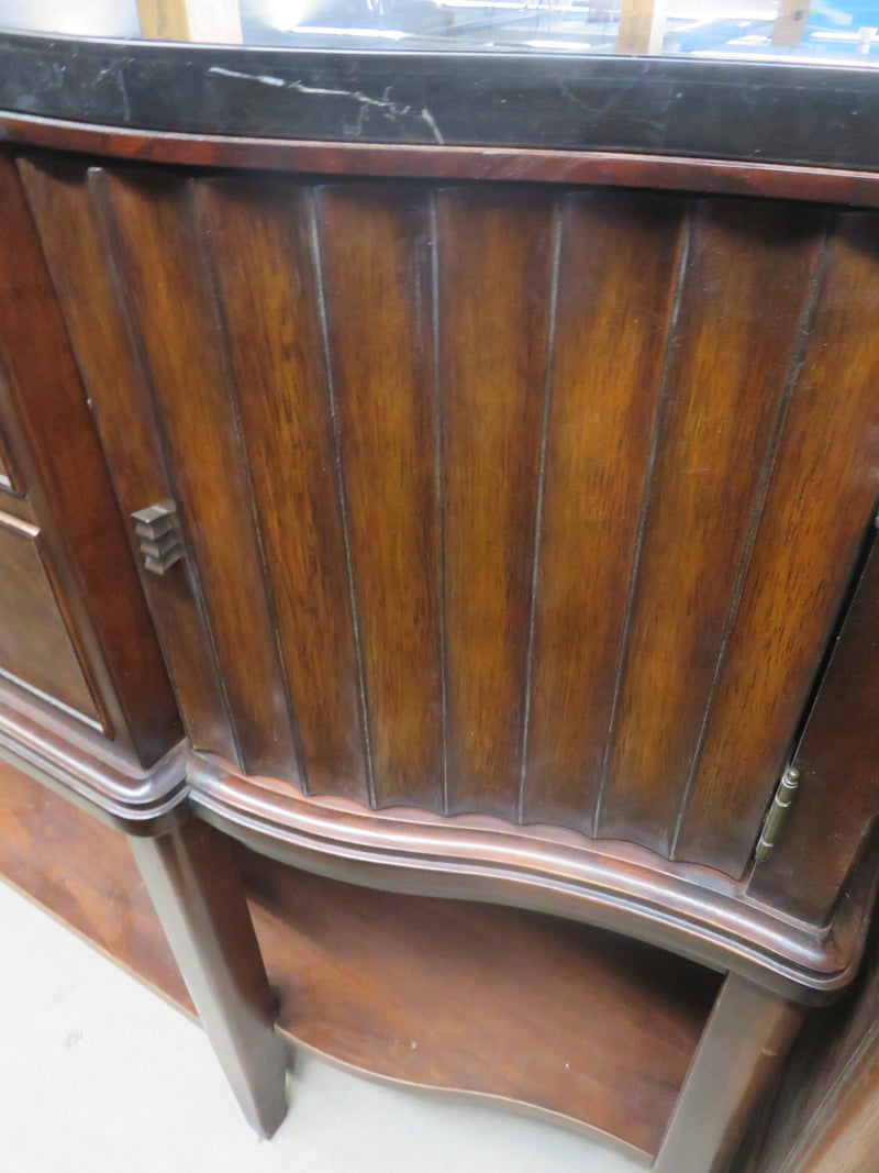 Solid Wood Side Board in Black Marble Top