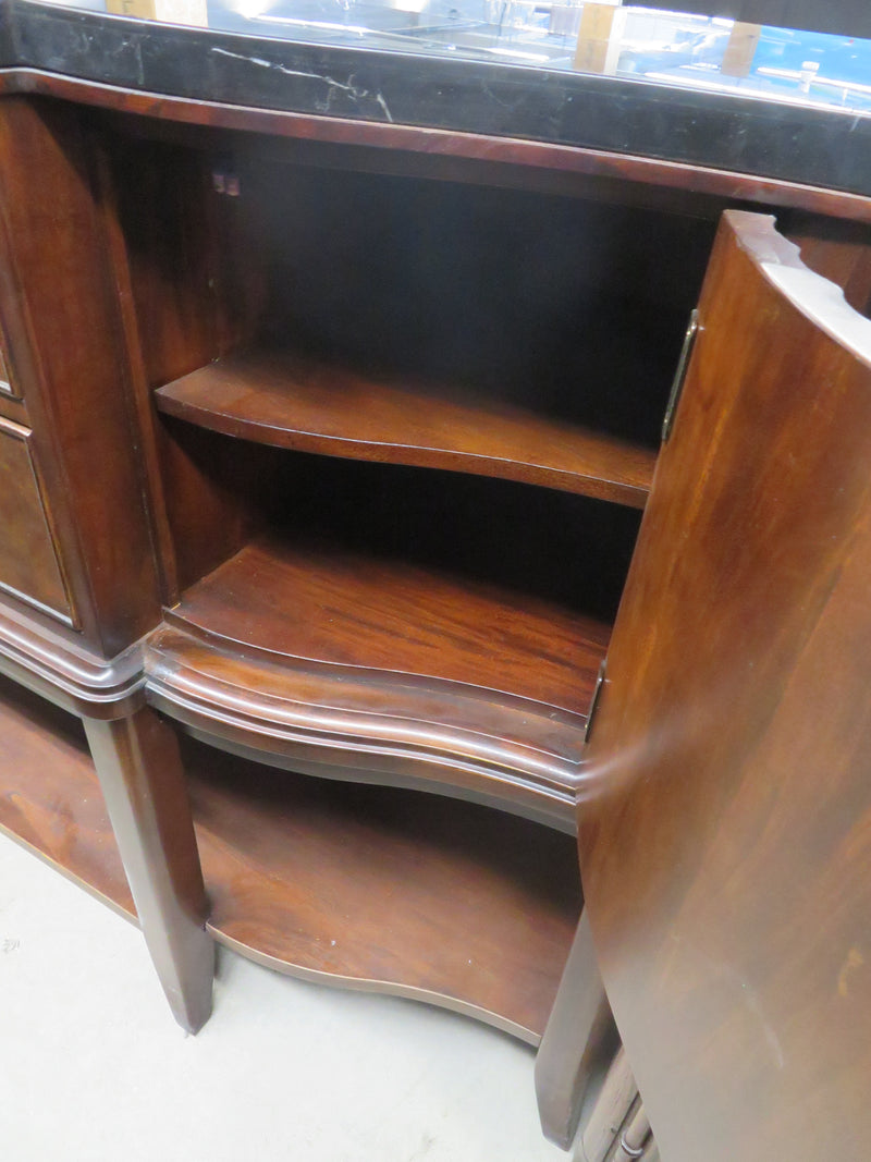 Solid Wood Side Board in Black Marble Top