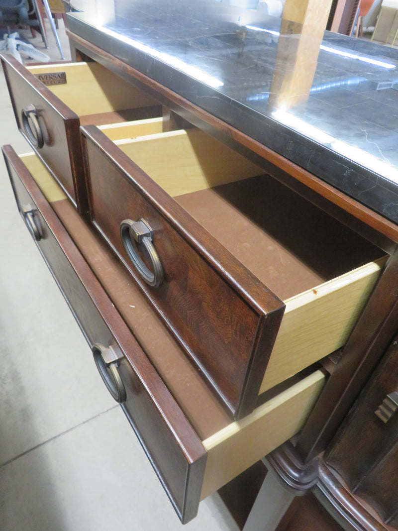 Solid Wood Side Board in Black Marble Top