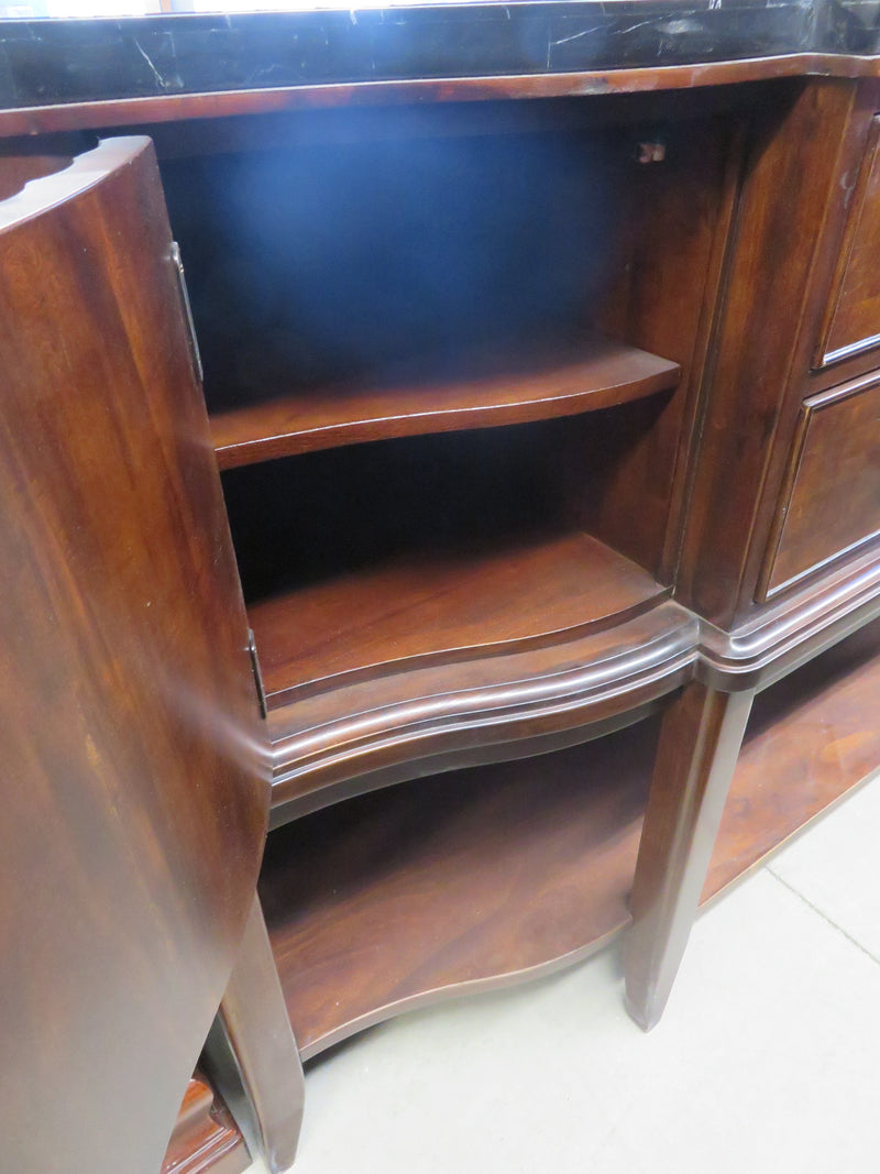 Solid Wood Side Board in Black Marble Top