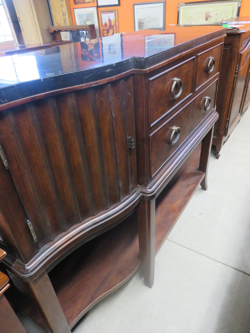 Solid Wood Side Board in Black Marble Top