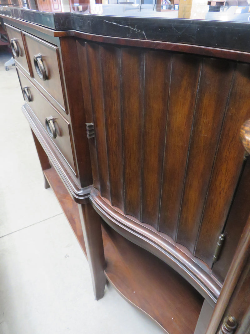 Solid Wood Side Board in Black Marble Top