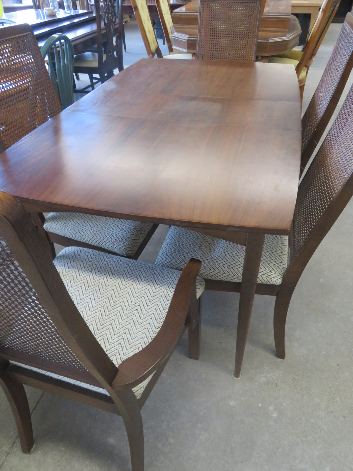 Solid Wood Dining Table with Five Chairs and One Leaf