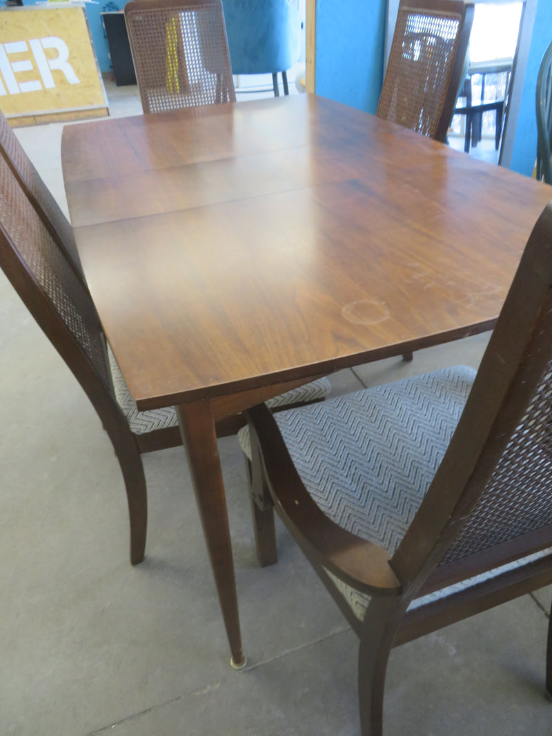 Solid Wood Dining Table with Five Chairs and One Leaf