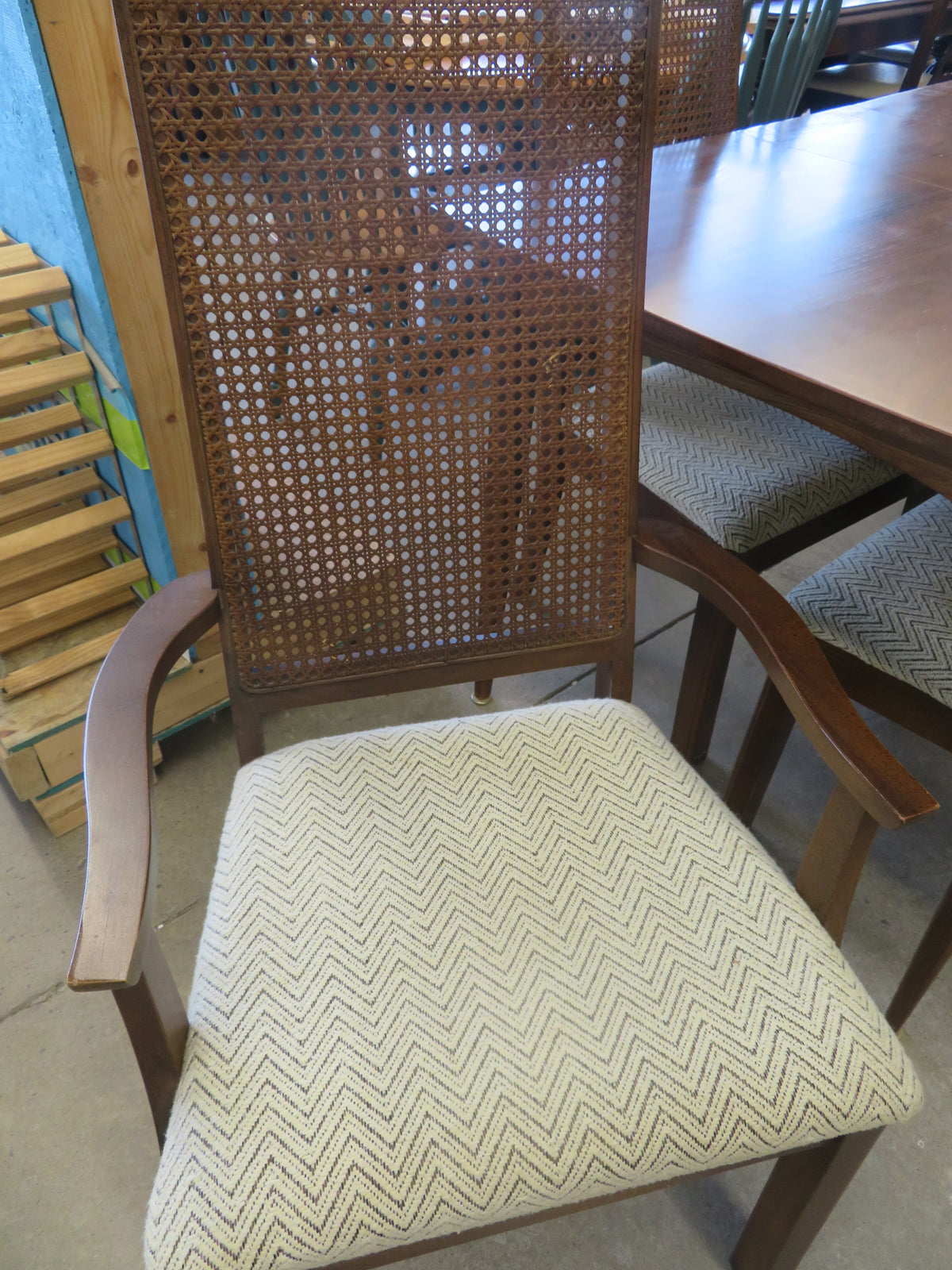 Solid Wood Dining Table with Five Chairs and One Leaf