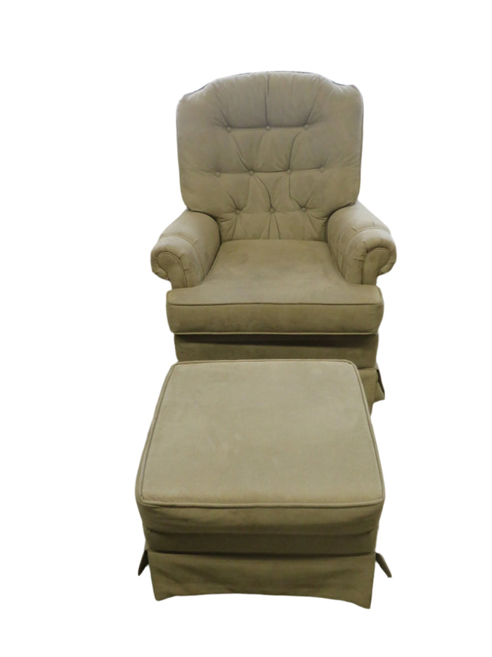 Beige Swivel Chair with Ottoman