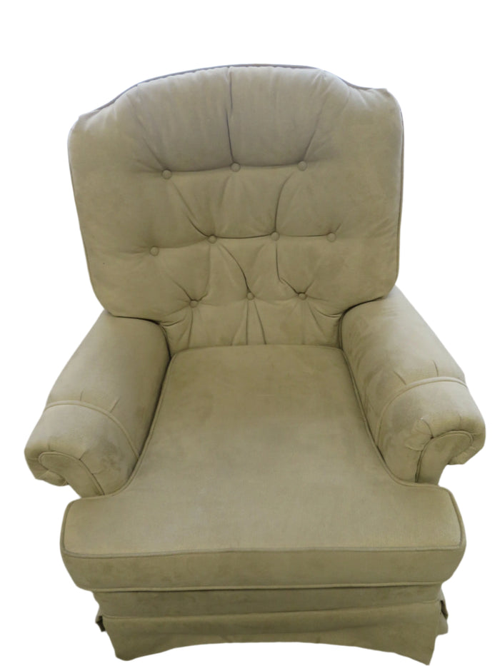 Beige Swivel Chair with Ottoman