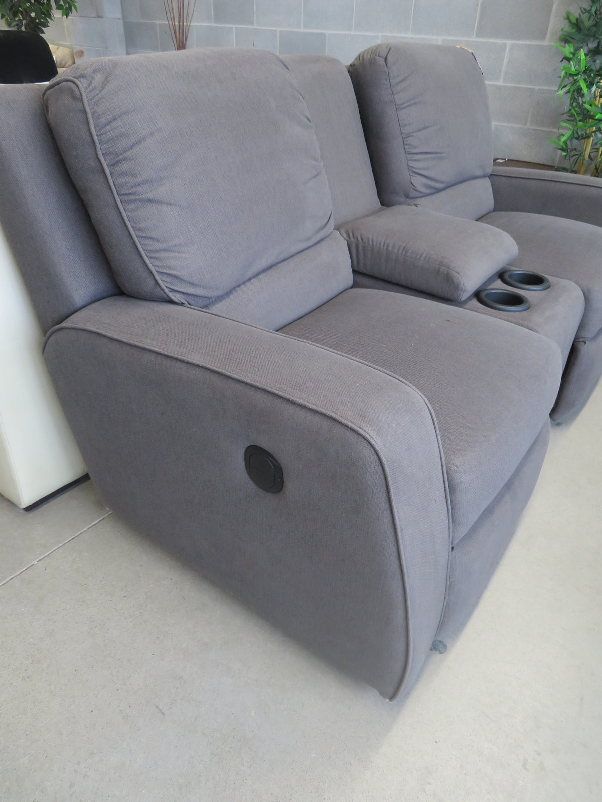 2-Seater Gray Fabric Recliner Sofa