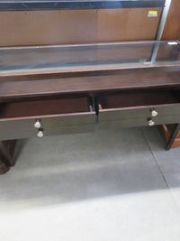 Wooden Sofa Table with Two drawers and Glass Top