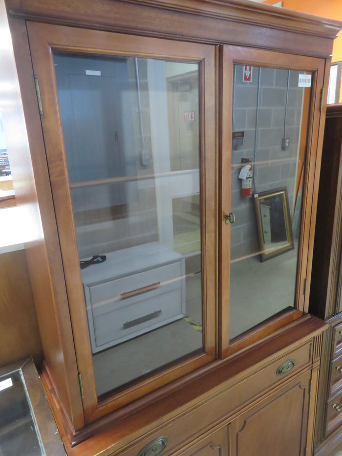 1-Piece Wooden China Cabinet with Glass Doors