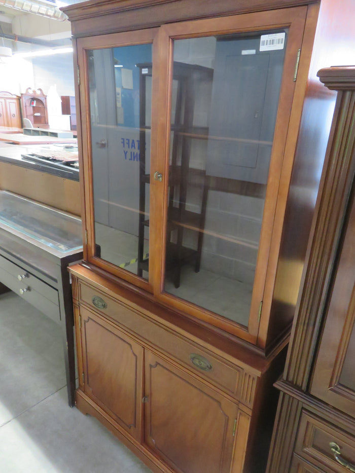 1-Piece Wooden China Cabinet with Glass Doors