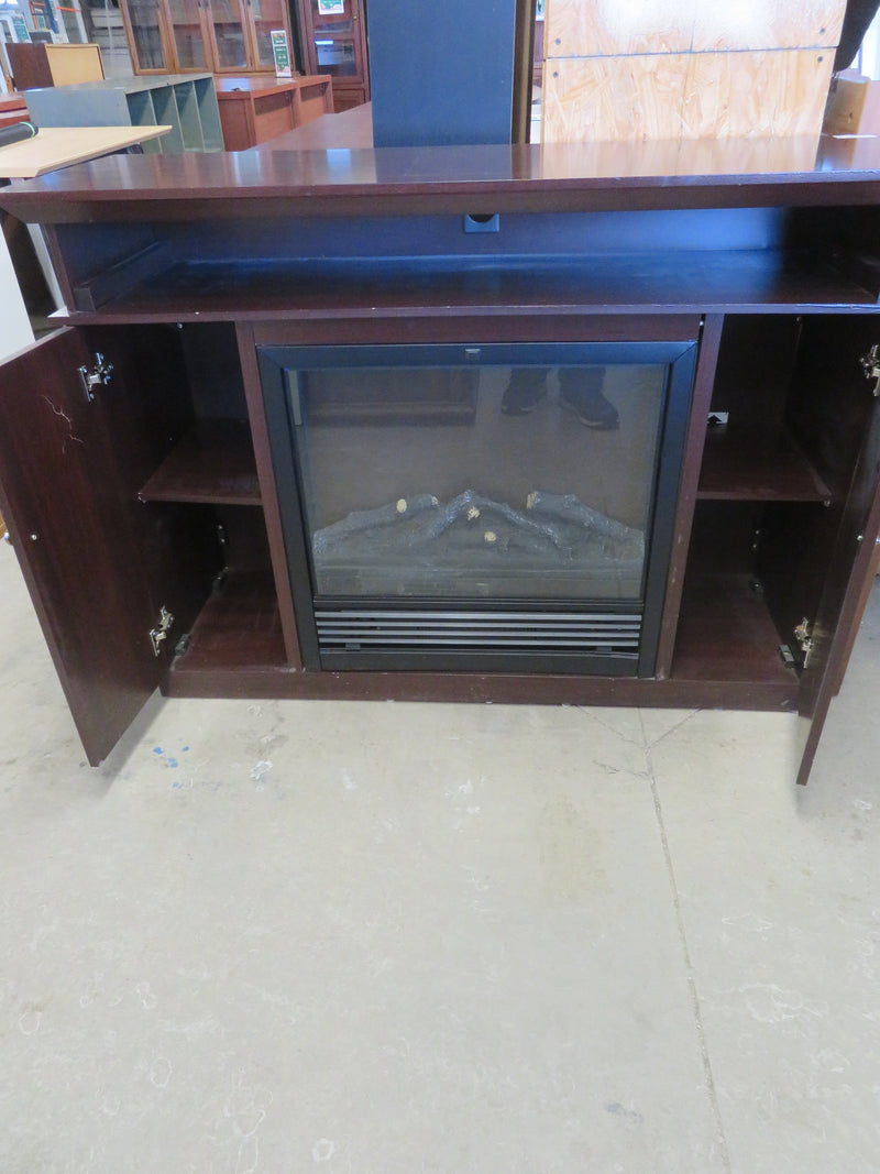 Electric Fireplace and Wooden Mantel