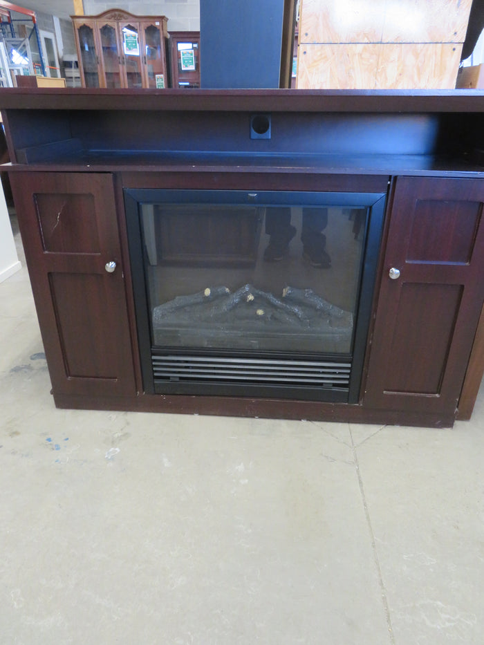 Electric Fireplace and Wooden Mantel