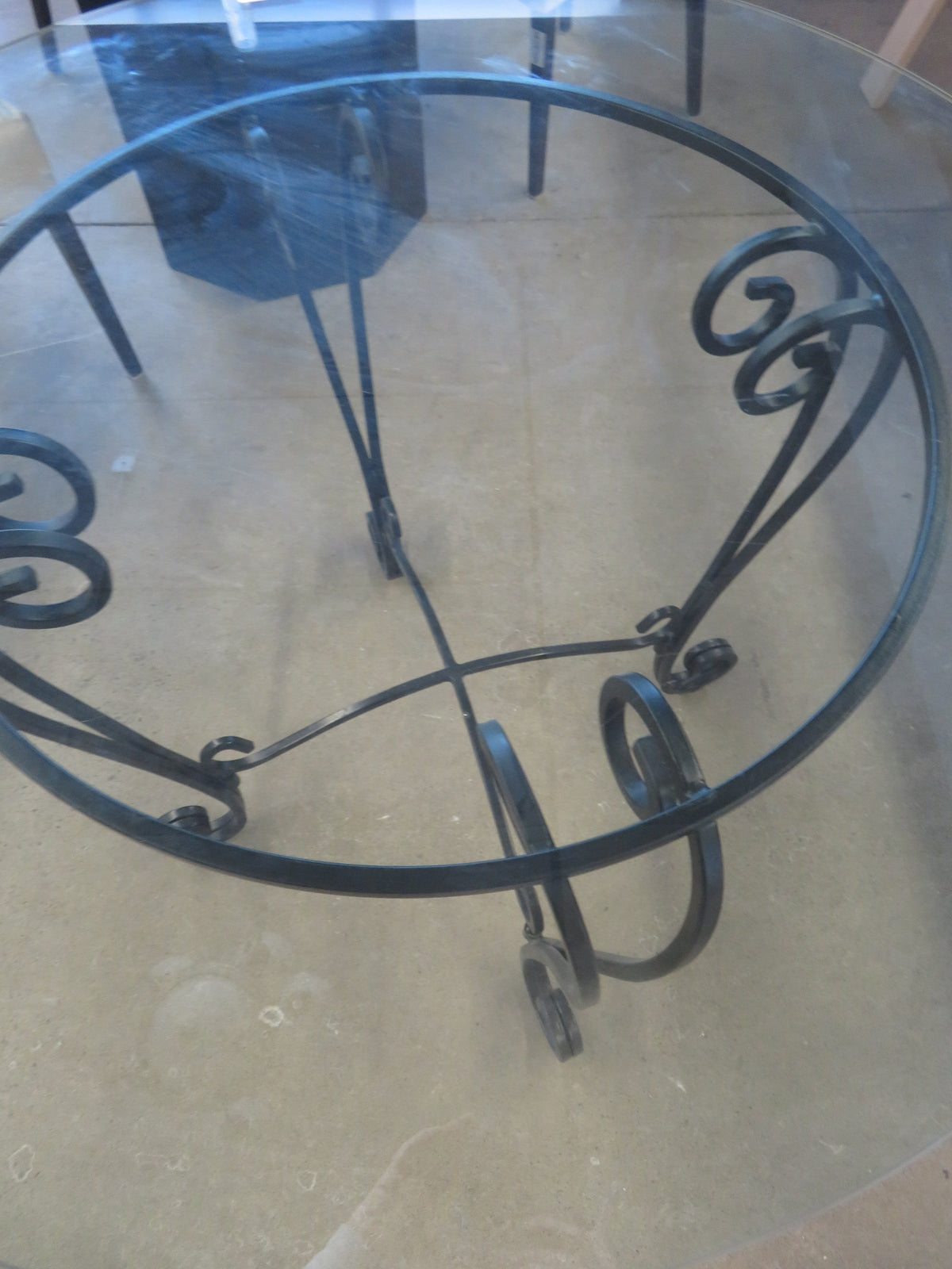 Patio Table - Glass Top on Wrought Iron Base