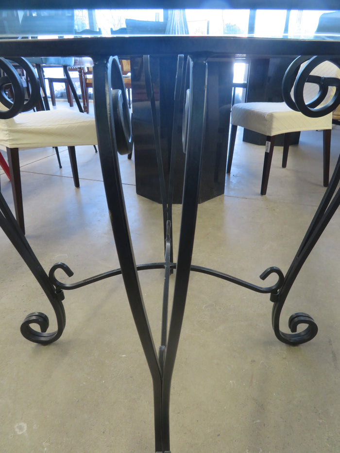 Patio Table - Glass Top on Wrought Iron Base