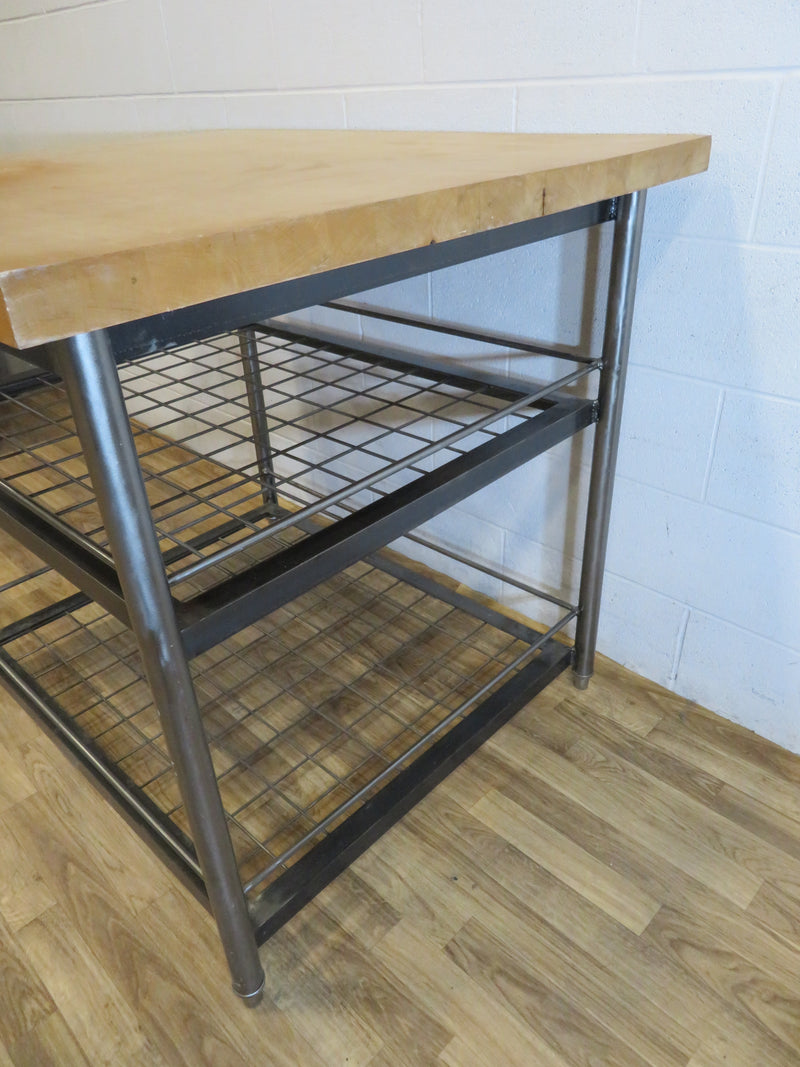 Butcher Block Table with Steel Base