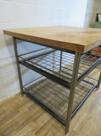 Butcher Block Table with Steel Base