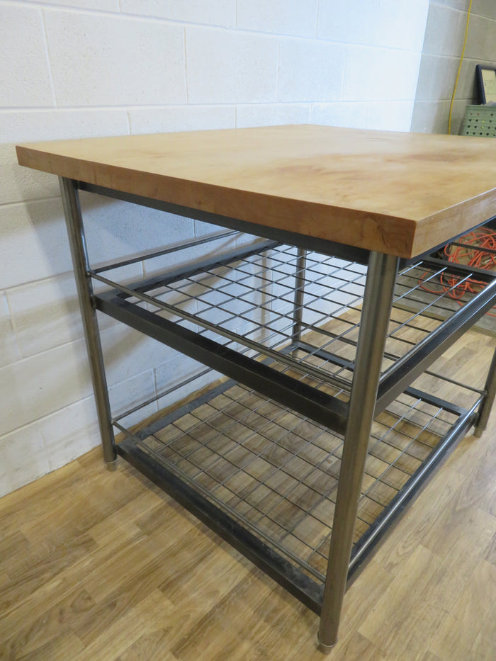Butcher Block Table with Steel Base