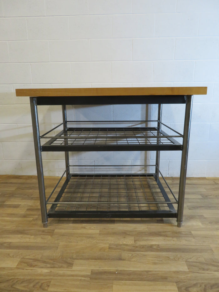 Butcher Block Table with Steel Base