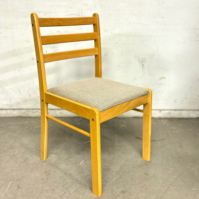 Wooden Dining Chair with Upholstered Seat in Grey Fabric