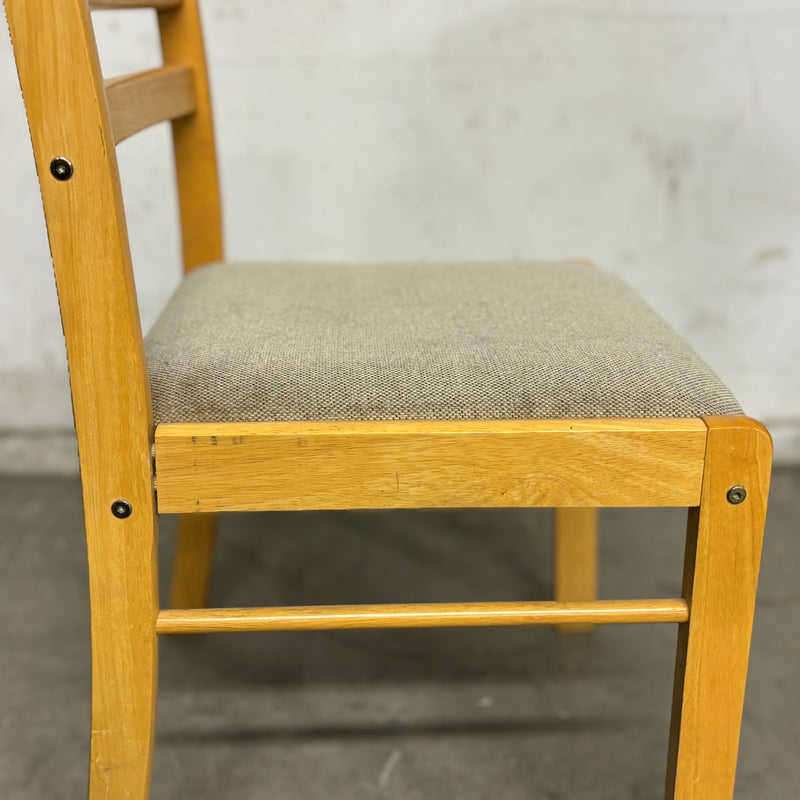 Wooden Dining Chair with Upholstered Seat in Grey Fabric