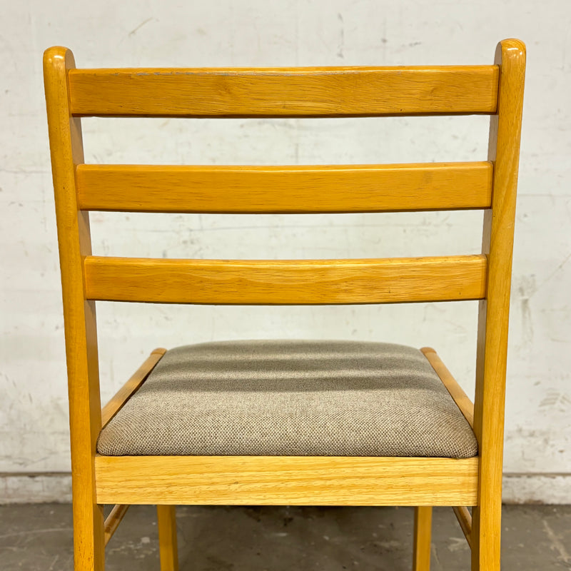 Wooden Dining Chair with Upholstered Seat in Grey Fabric