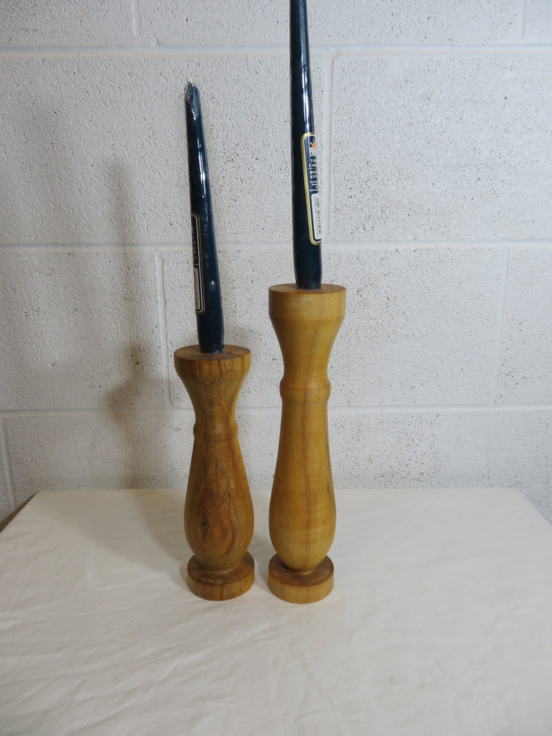 Set of Two Solid Maple Candle Holder