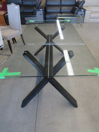 Glass on Black Wood Dining Table