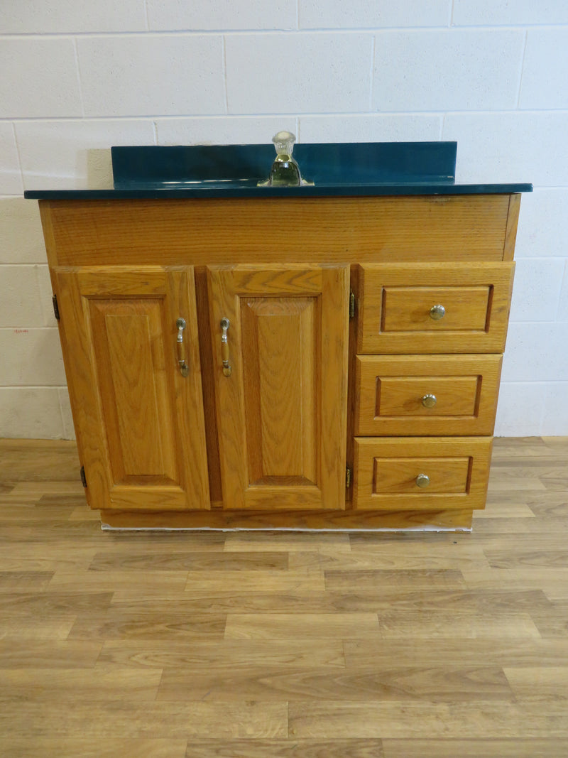 37" Wood Vanity with Sink and Faucet