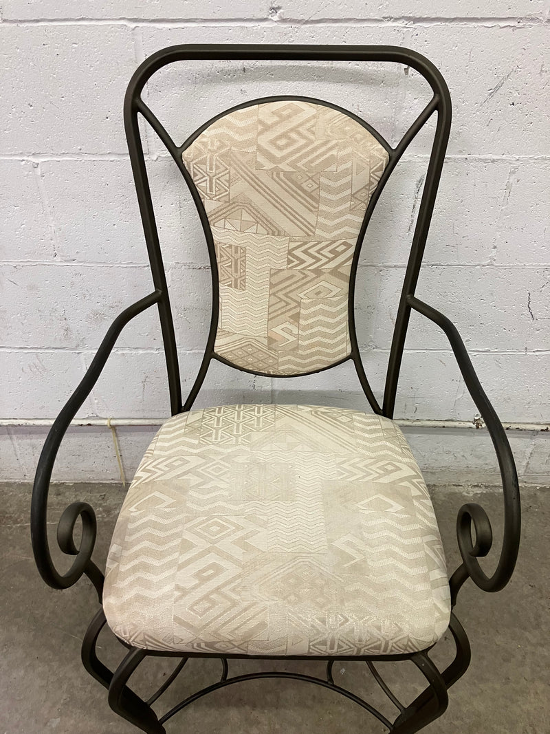 Metal Dining Chairs with Beige Upholstery (Set of Four)