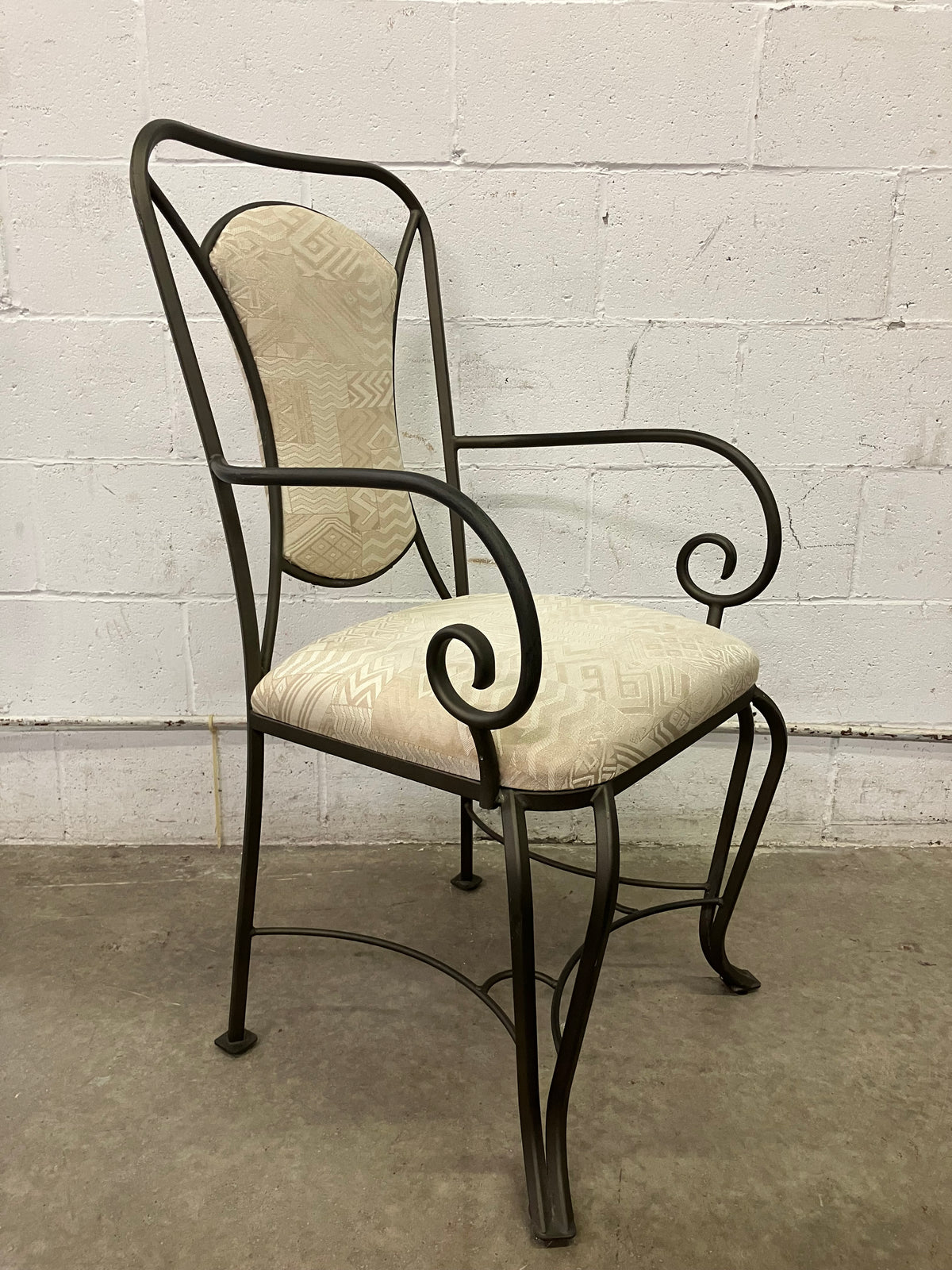 Metal Dining Chairs with Beige Upholstery (Set of Four)