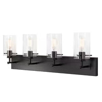 Regan 4-Light Bathroom Vanity Light in Espresso Bronze with Clear Glass Shades, 29.13-Inch