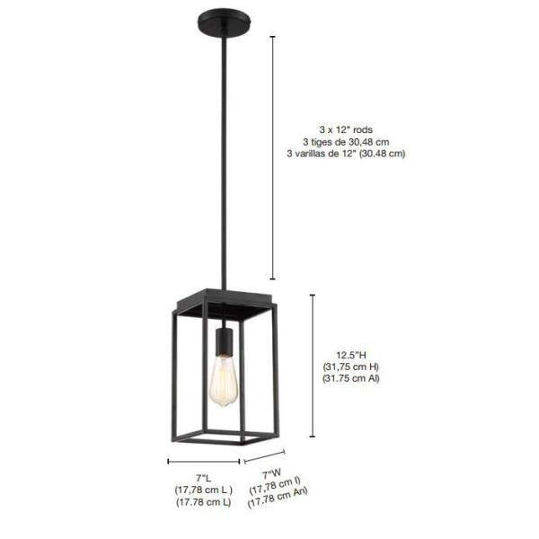 Industrial Cage Pendant Light – Black Frame, Adjustable Hanging Length (26” to 48.5”)