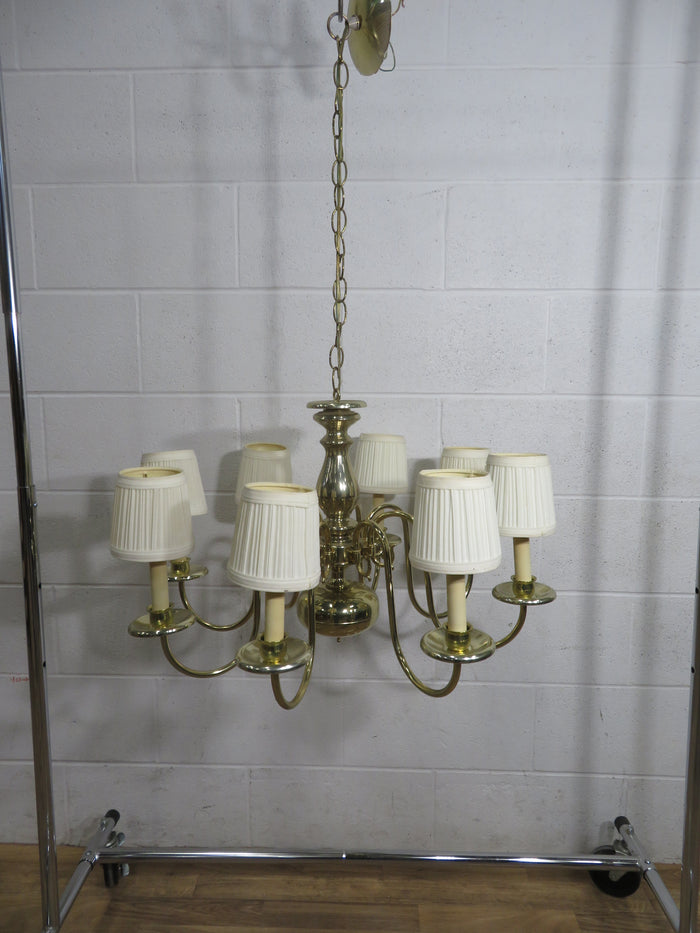 8-Light Chandelier in Gold with Shades