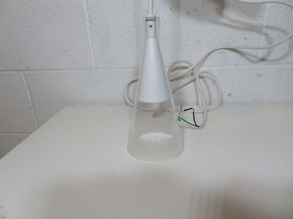 Small White Pendant light with Semi Frosted Glass Shade