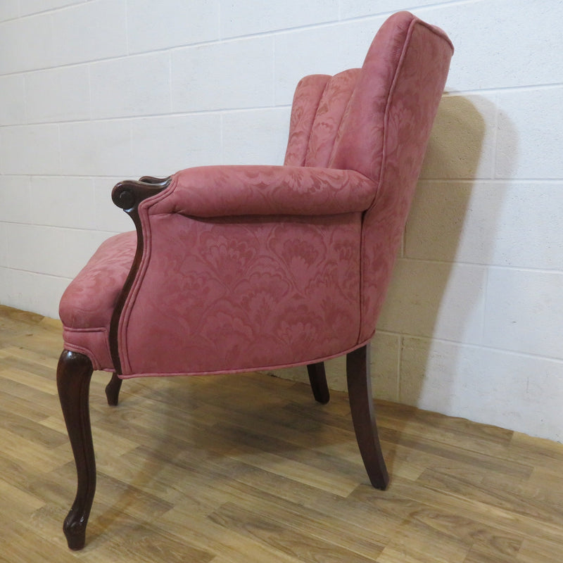 Wood with Dusty Rose Coloured Fabric Parlor Chair