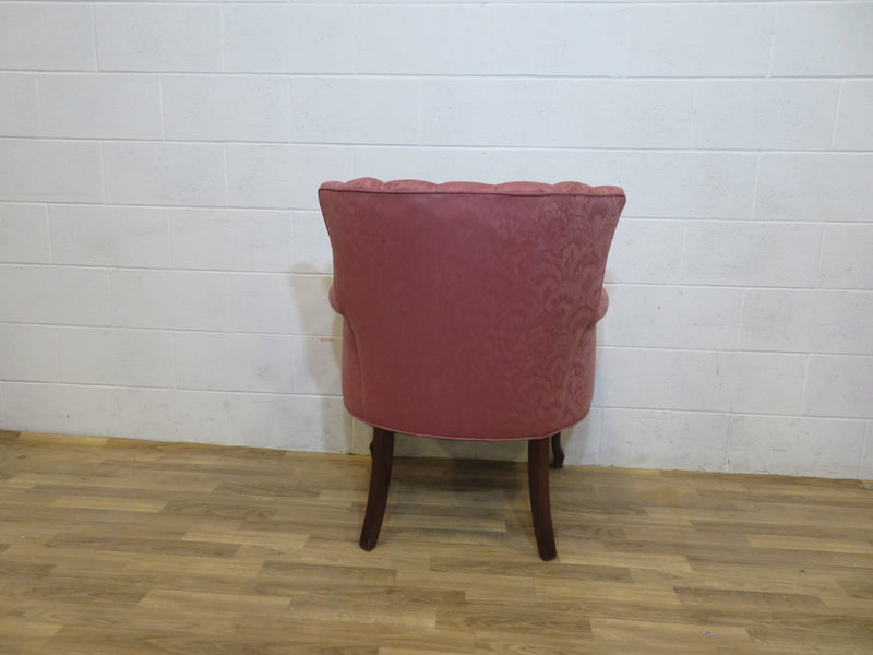 Wood with Dusty Rose Coloured Fabric Parlor Chair