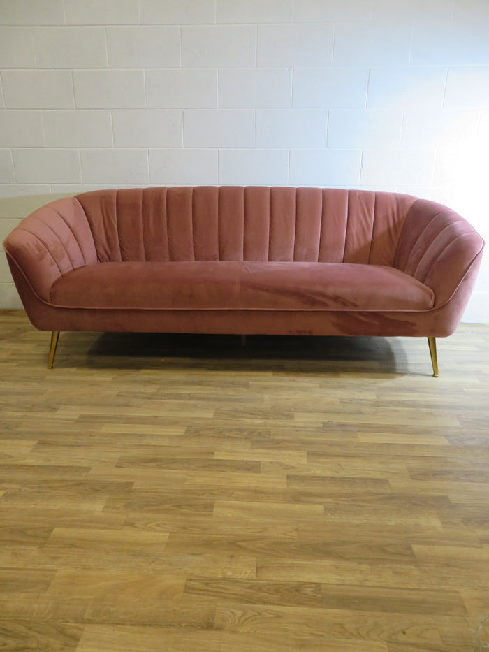 Rose Art Deco Style Sofa with Gold Coloured Legs