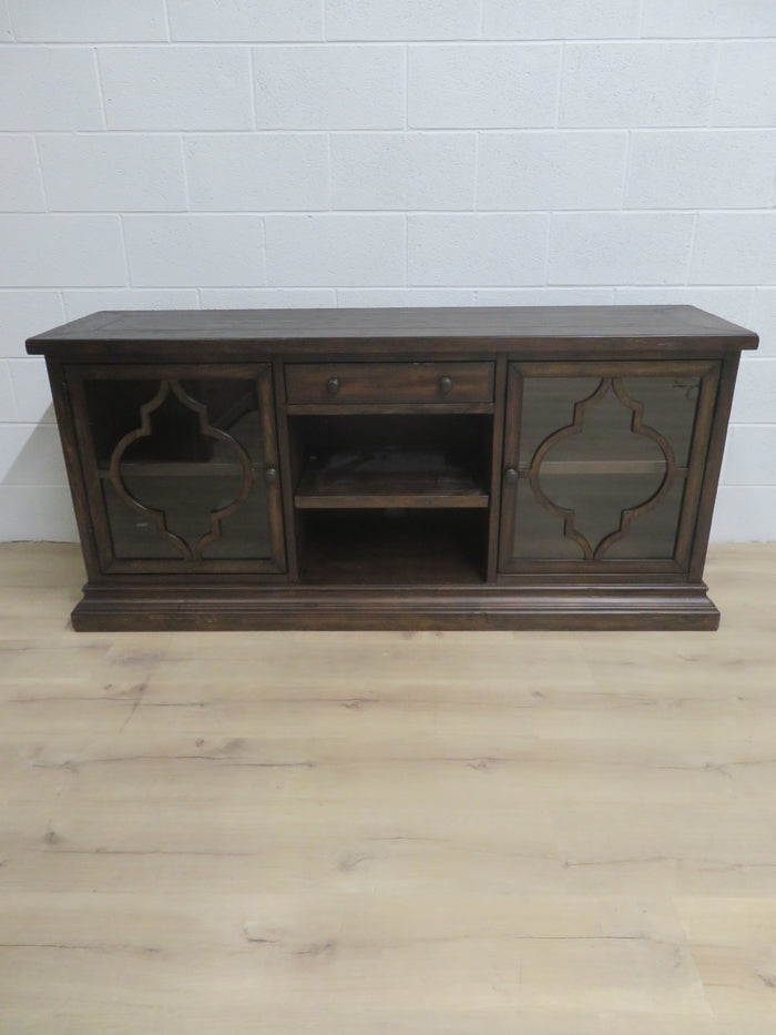 65"W Solid Dark Wood Media Console