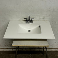 34" Vanity Sink Countertop in White Finish with 3-Hole Faucet and Drainer