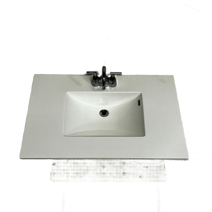 34" Vanity Sink Countertop in White Finish with 3-Hole Faucet and Drainer