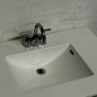 34" Vanity Sink Countertop in White Finish with 3-Hole Faucet and Drainer