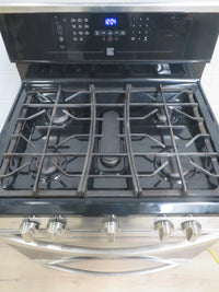 30" 5-Burner Gas Stove in Black - Stainless Door
