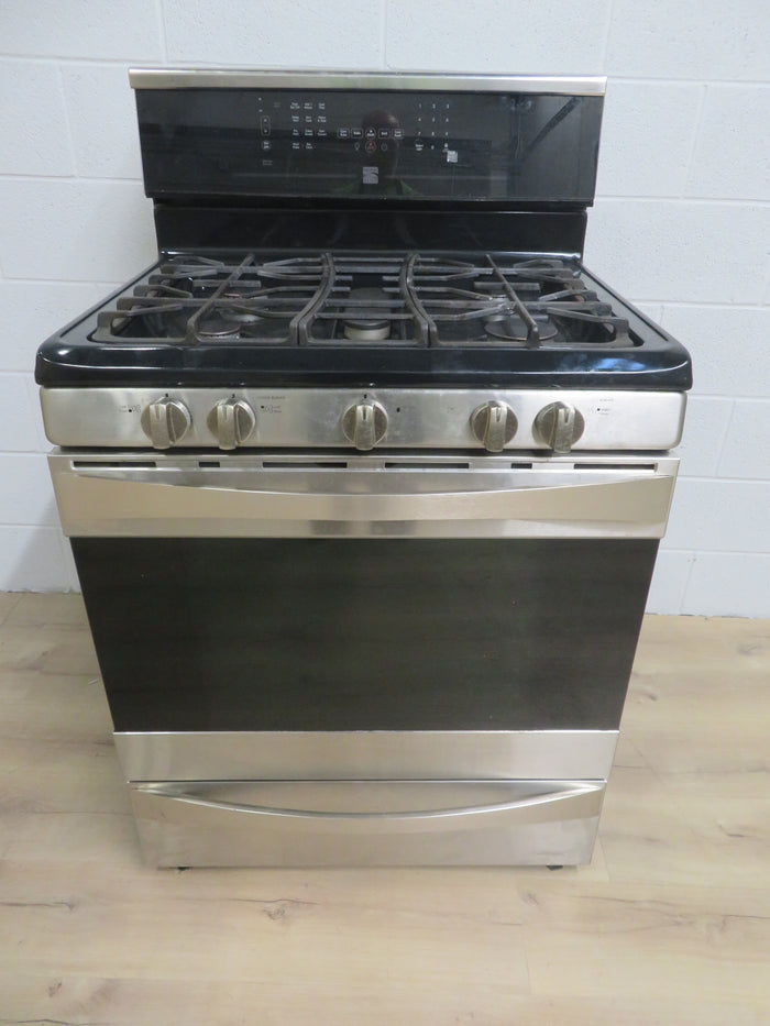 30" 5-Burner Gas Stove in Black - Stainless Door