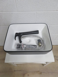 19"W Oblong Porcelain Counter Top Sink