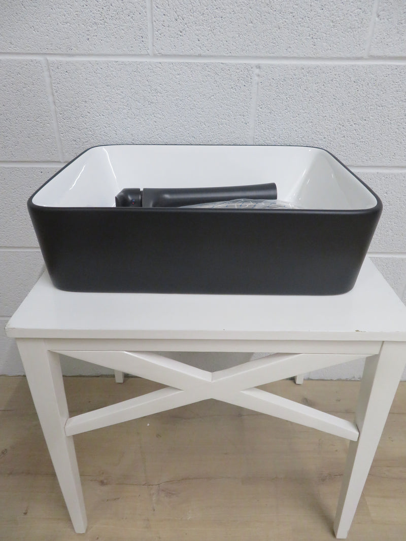 19"W Oblong Porcelain Counter Top Sink