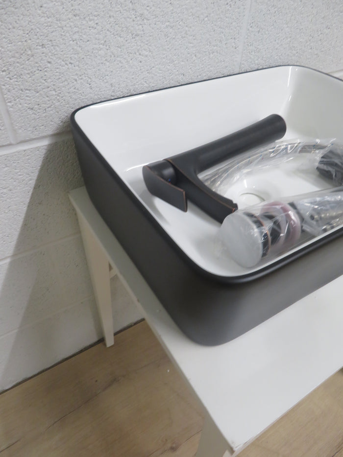 19"W Oblong Porcelain Counter Top Sink